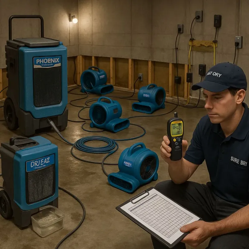 Structural Drying and Dehumidification process in Bald Knob, AR